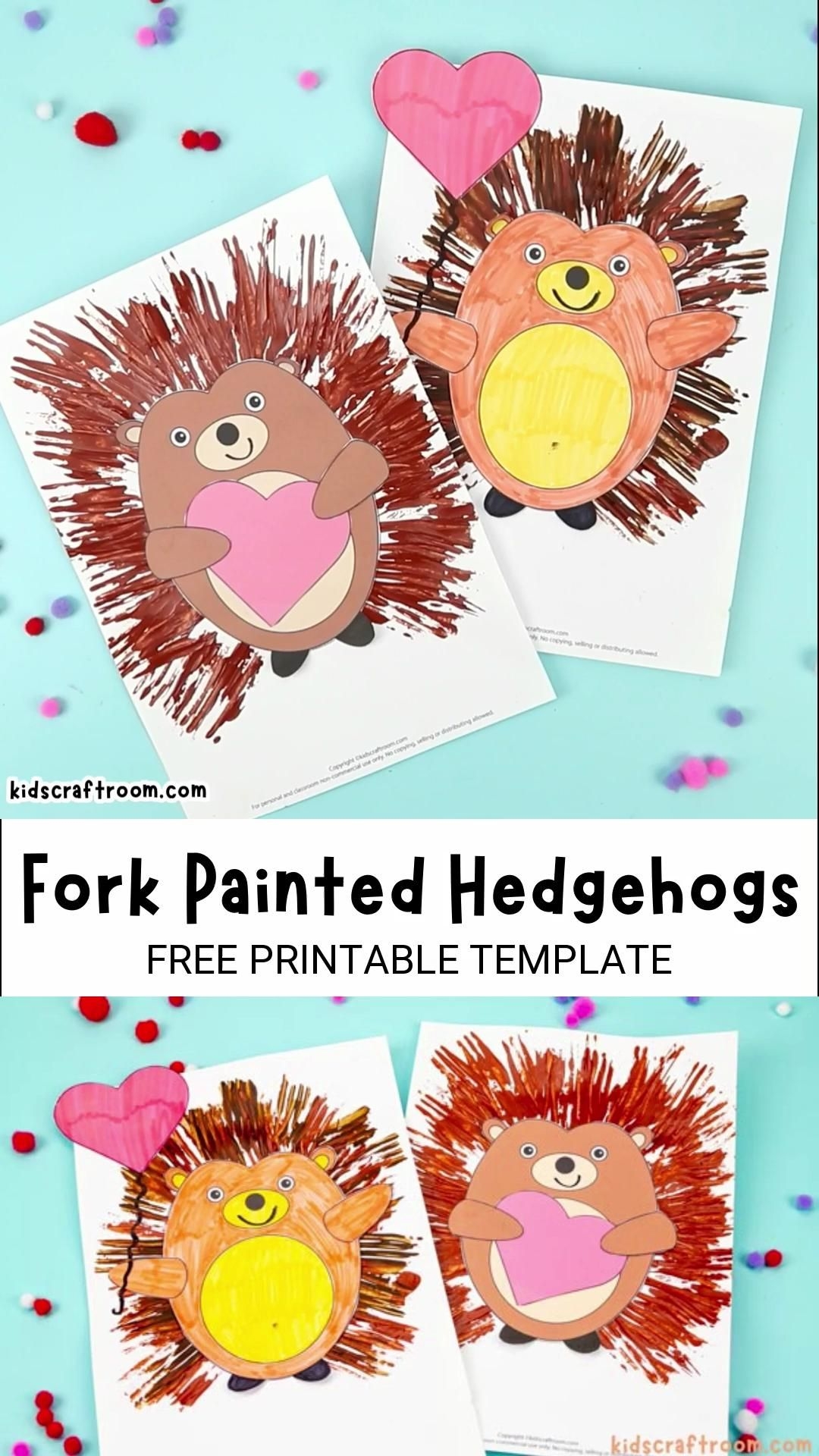 free fork painted hedgehog template