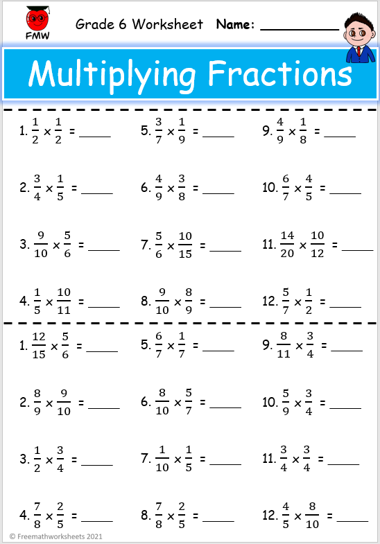 Fraction Multiplication Worksheet 6th Grade Multiplication Worksheets