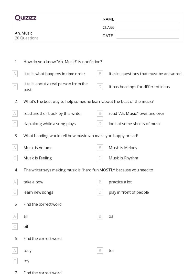 Free 2nd Grade Music Worksheet Download Free 2nd Grade Music Worksheet 