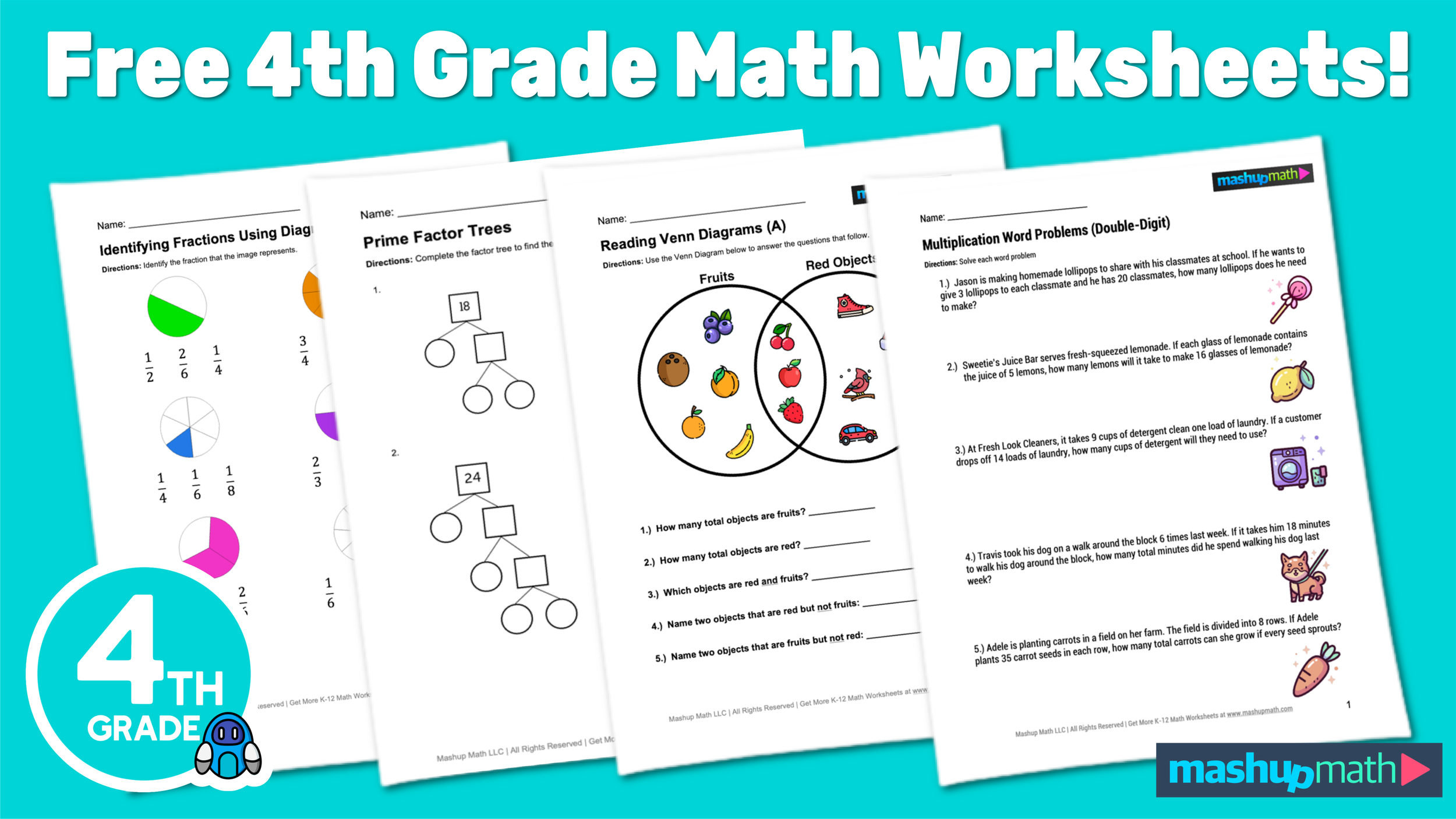 Free 4th Grade Math Worksheets Printable Mashup Math Worksheets Library