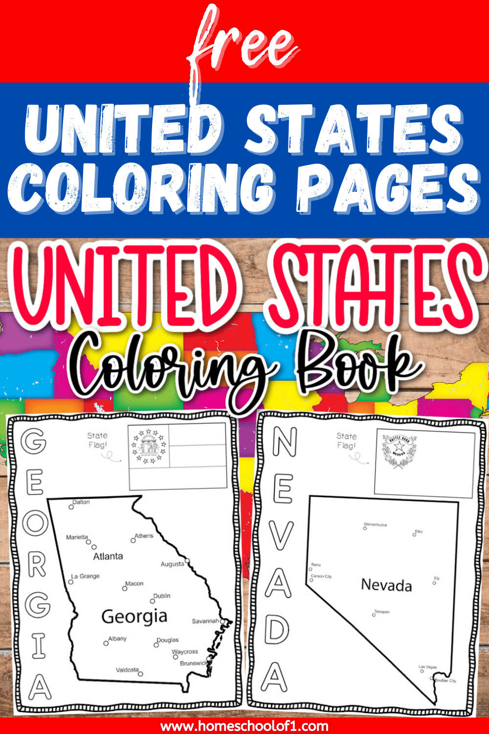 Free 50 States Coloring Pages Printable For US Geography Us Geography
