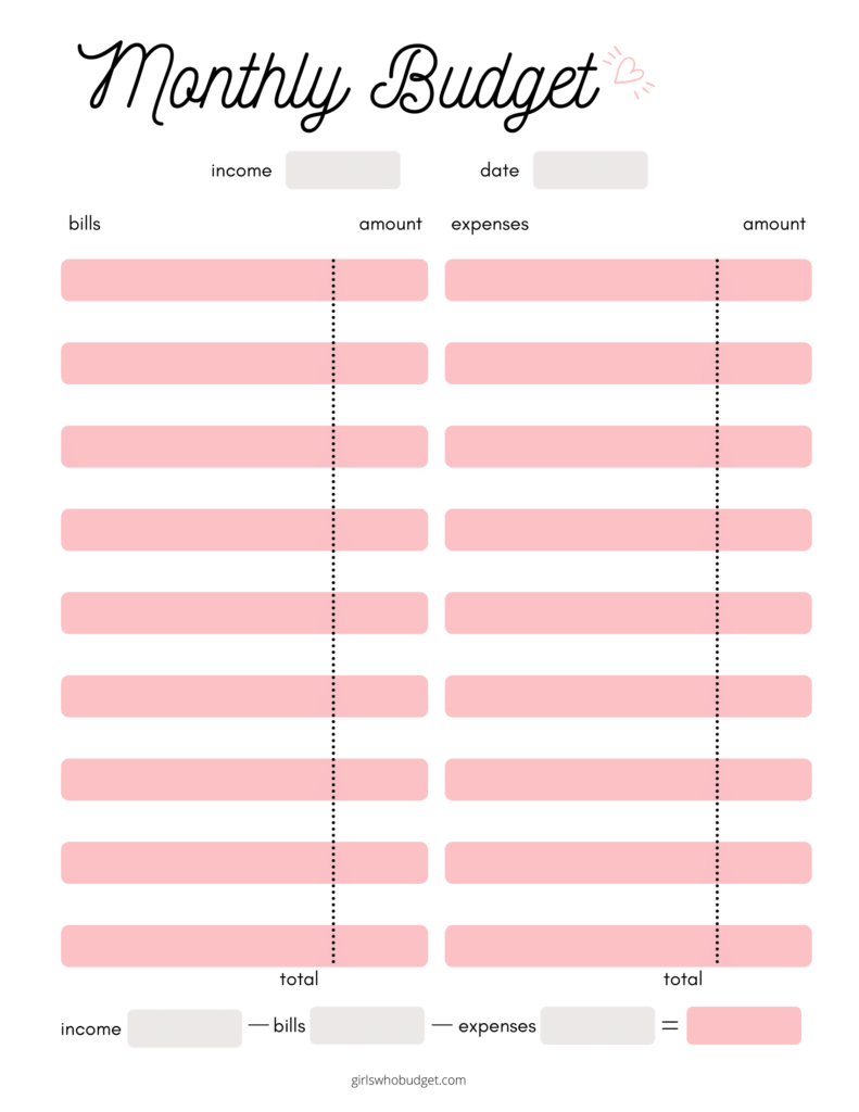 Free Blank Budget Worksheet Printables To Take Charge Of Your