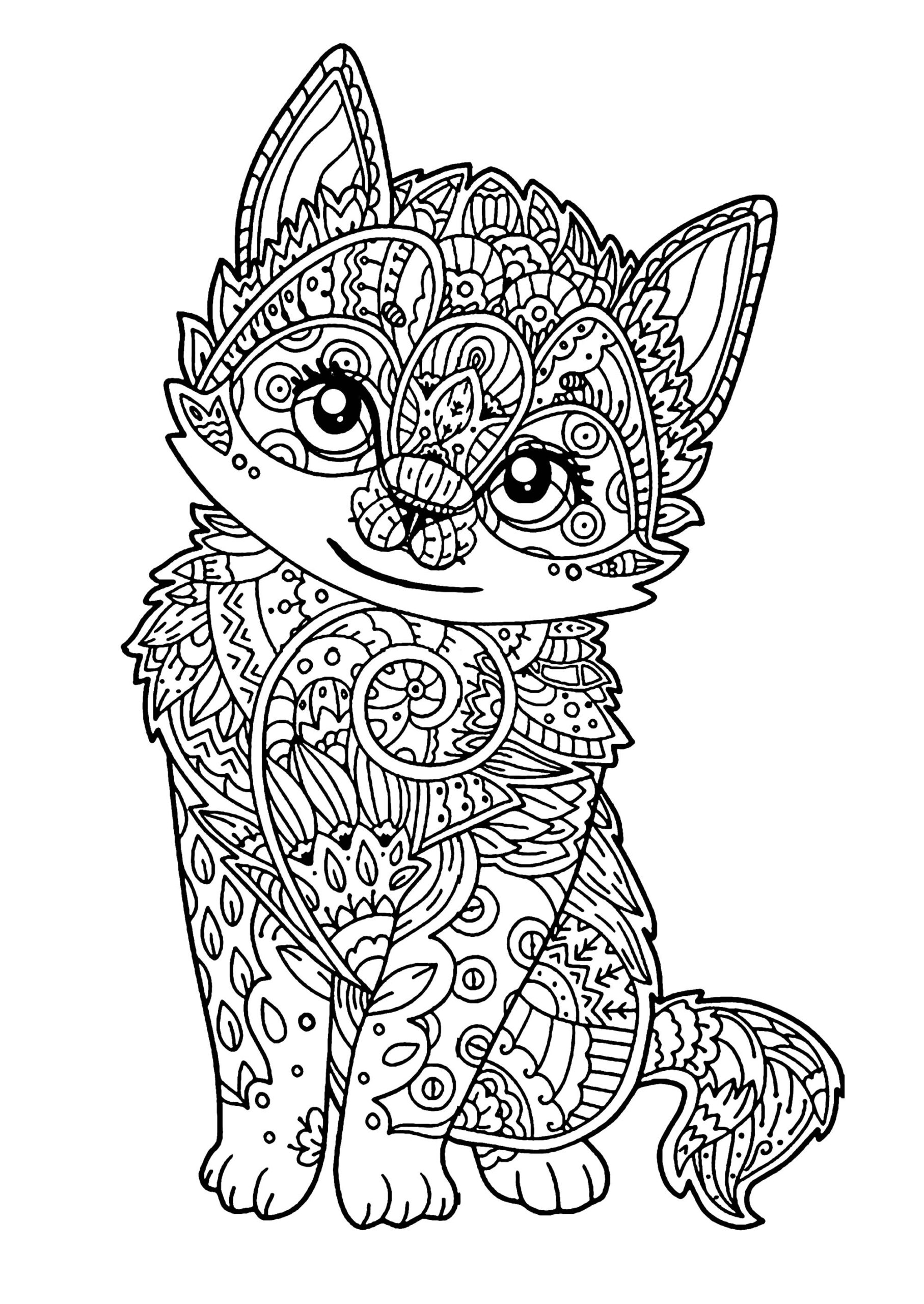 Free Cat Drawing To Download And Color Cat Coloring Pages