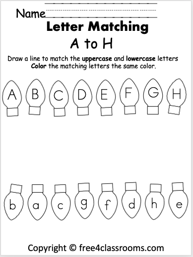 Free Christmas Letter Matching Worksheet A To H Free Worksheets 