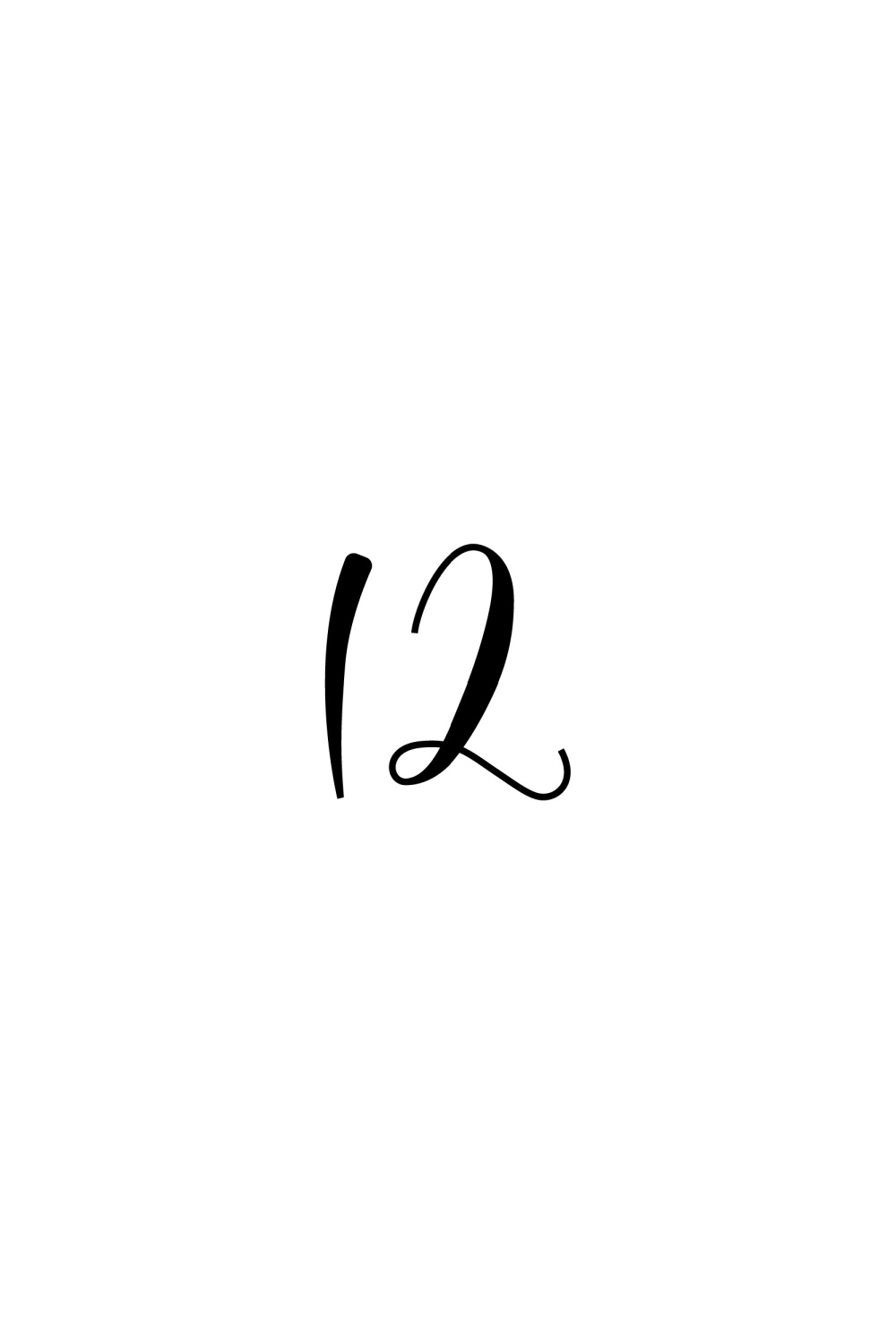 Free Cursive Number 12 Printable