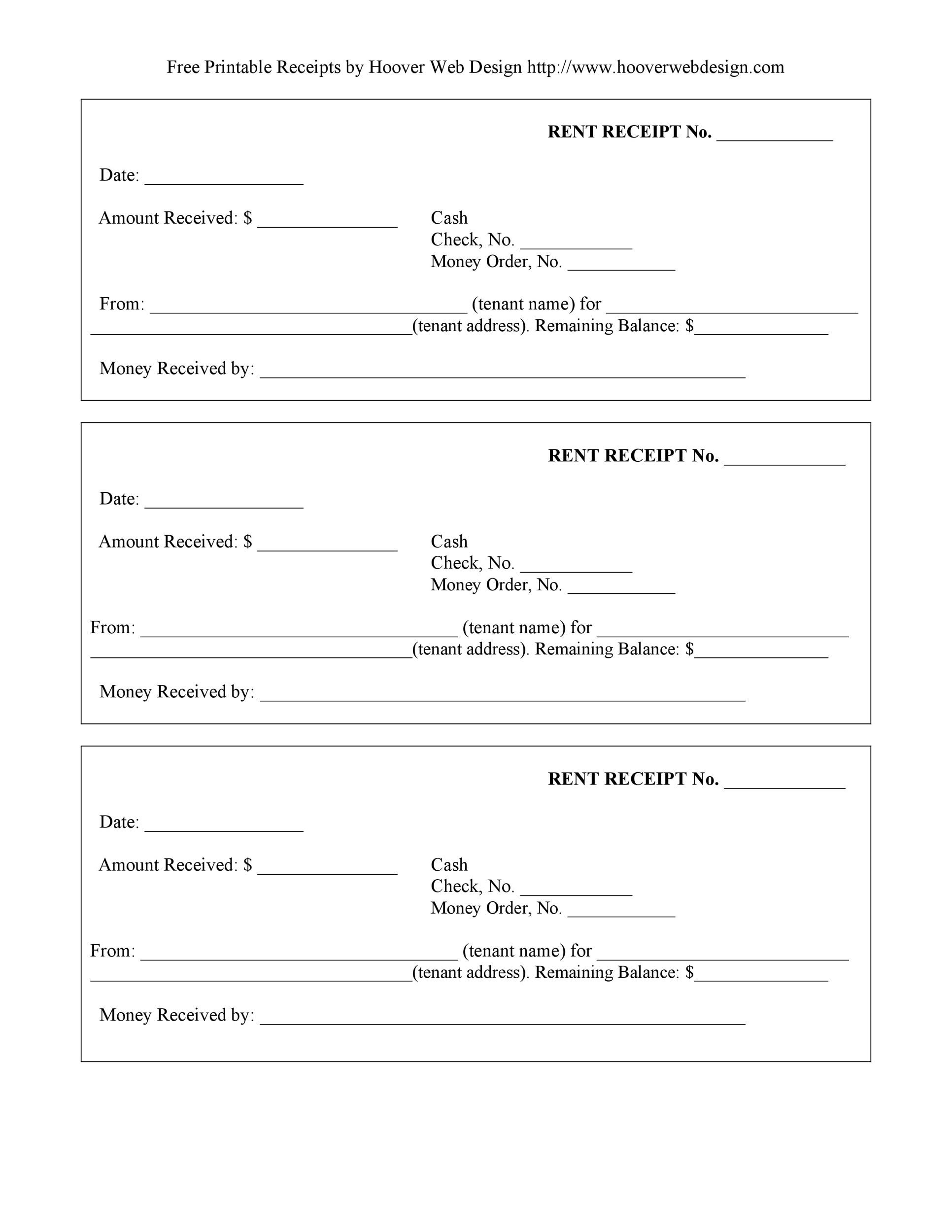 Free Downloadable Receipt Template Collection