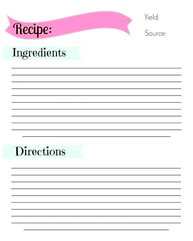 free downloadable recipe templates to fill in