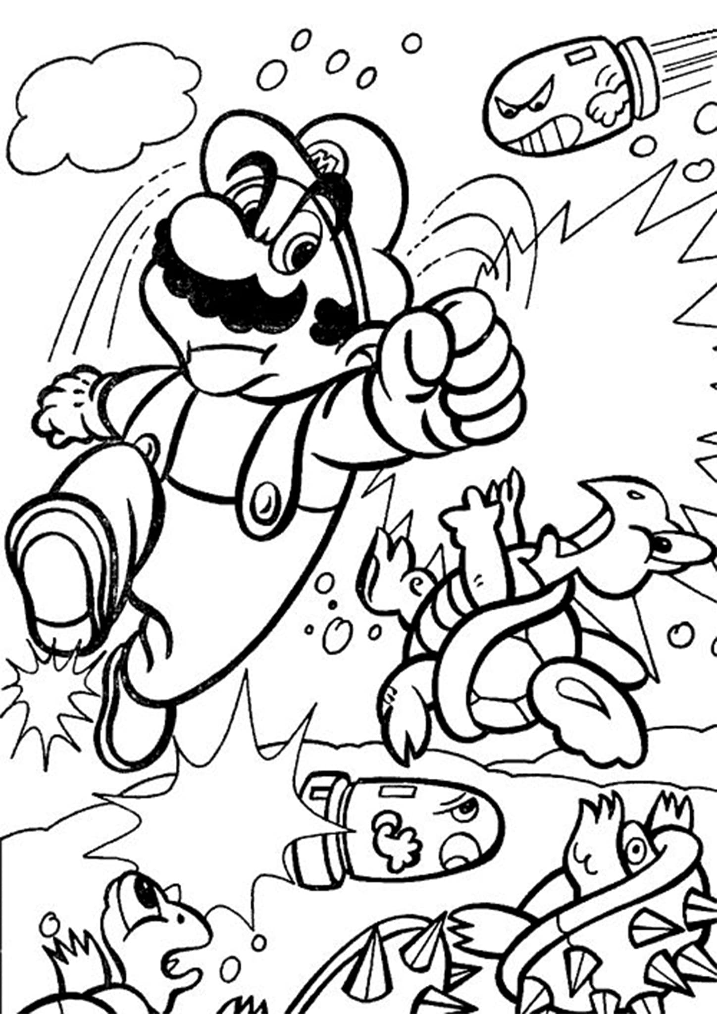 Mario coloring sheet free