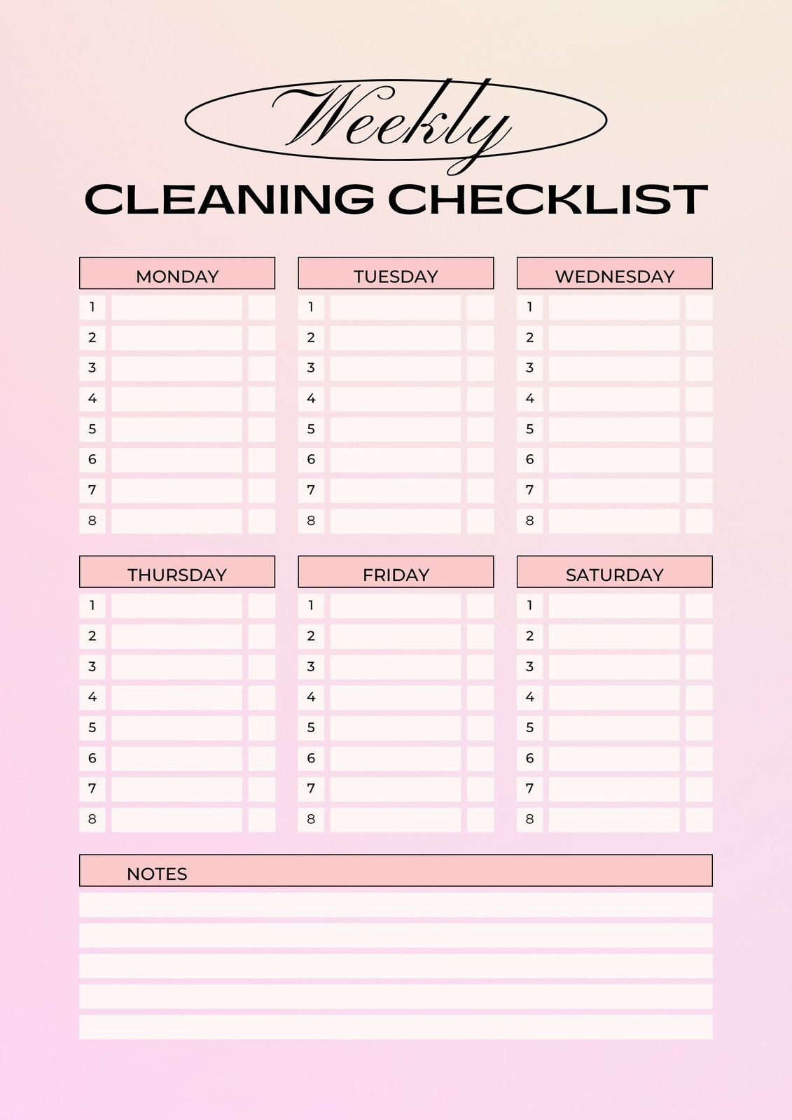 Free Editable And Printable House Cleaning Schedules Free Printable