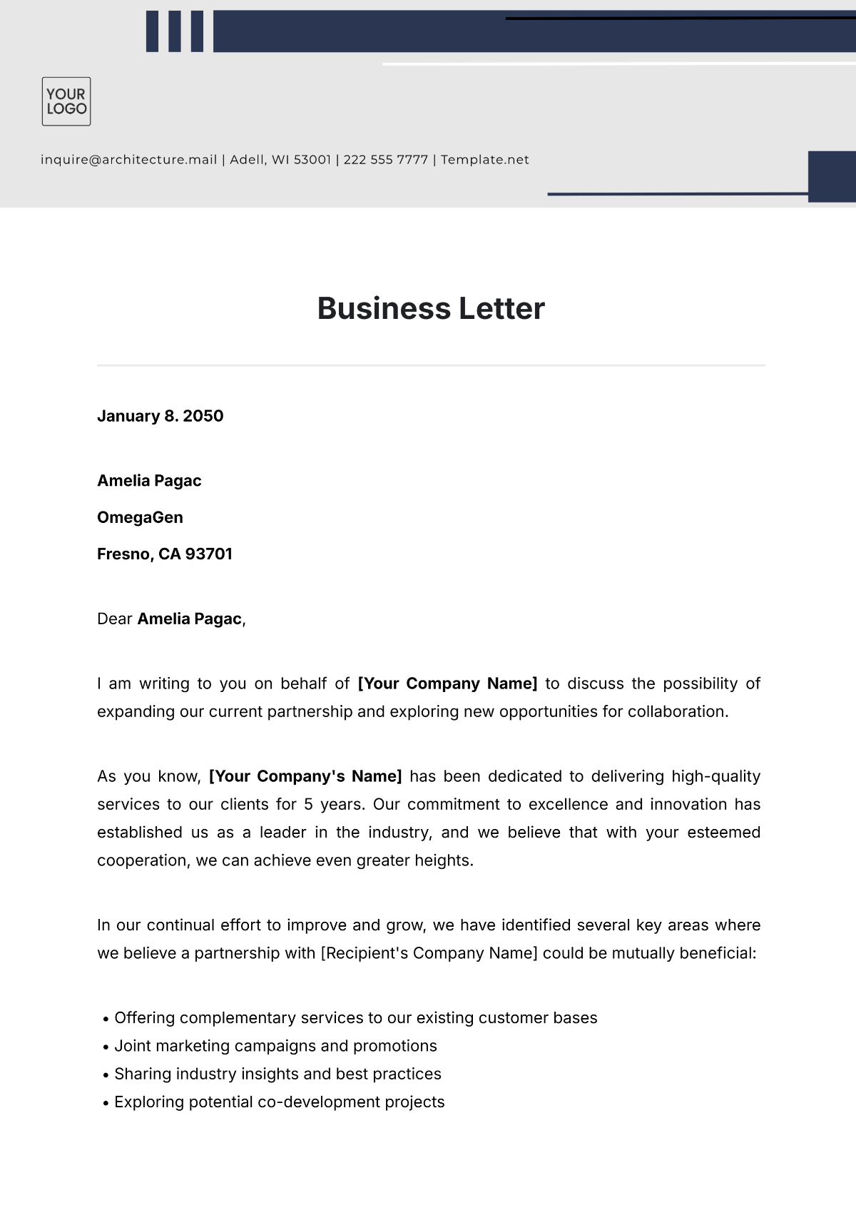 free printable letter template word