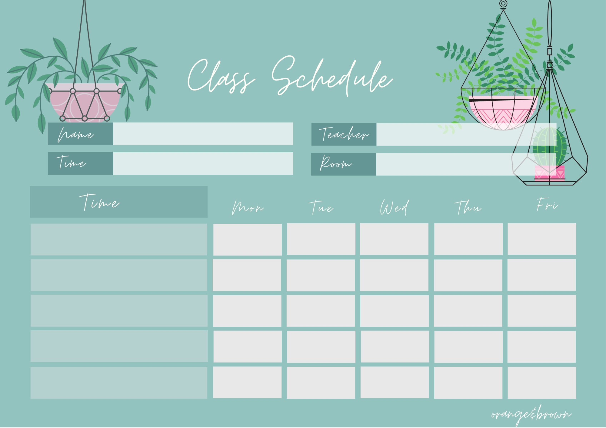 free editable classroom schedule template
