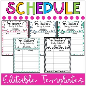 Free Editable Classroom Schedule Template
