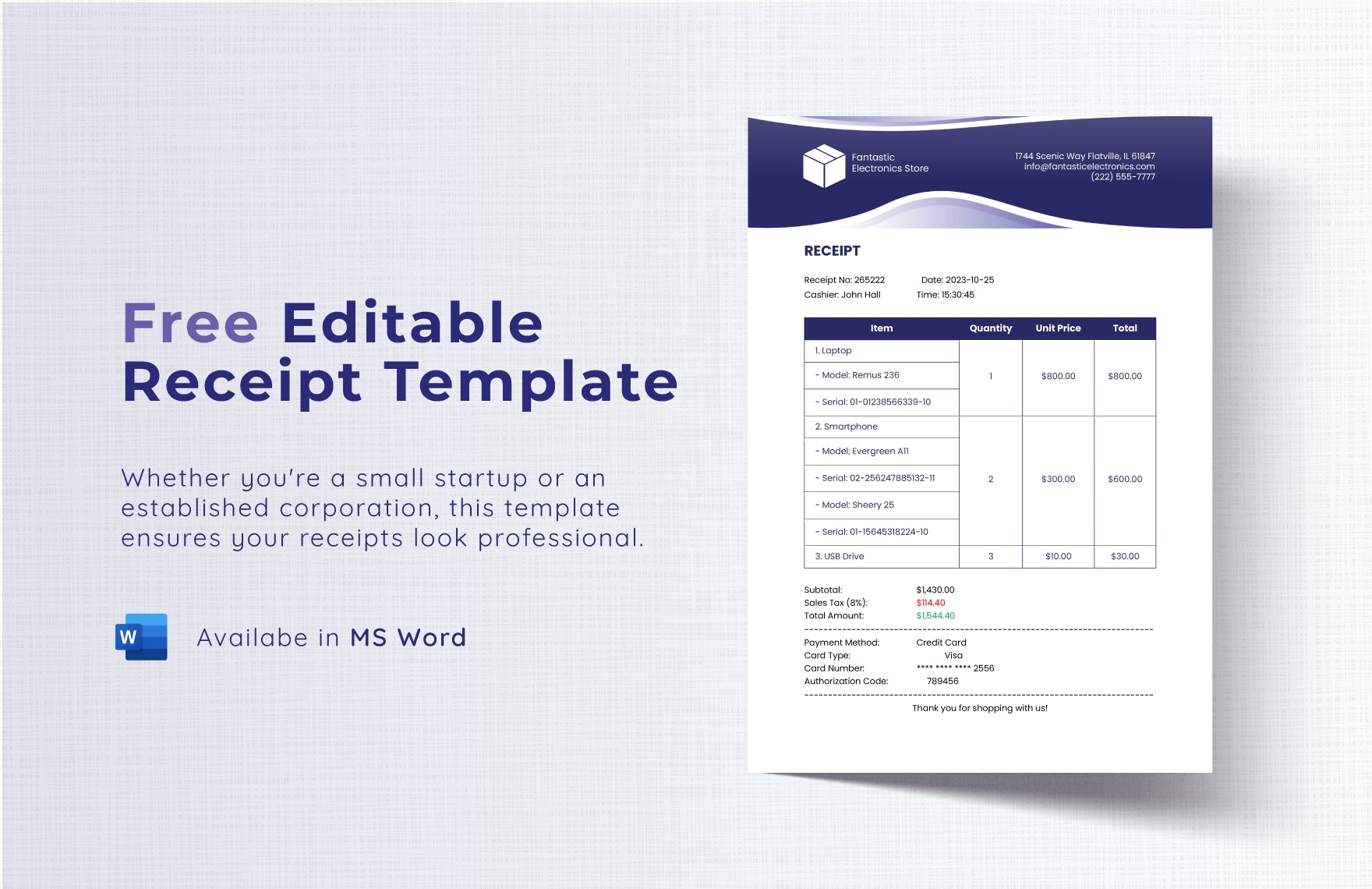 Free Editable Receipt Template Download In Word Template