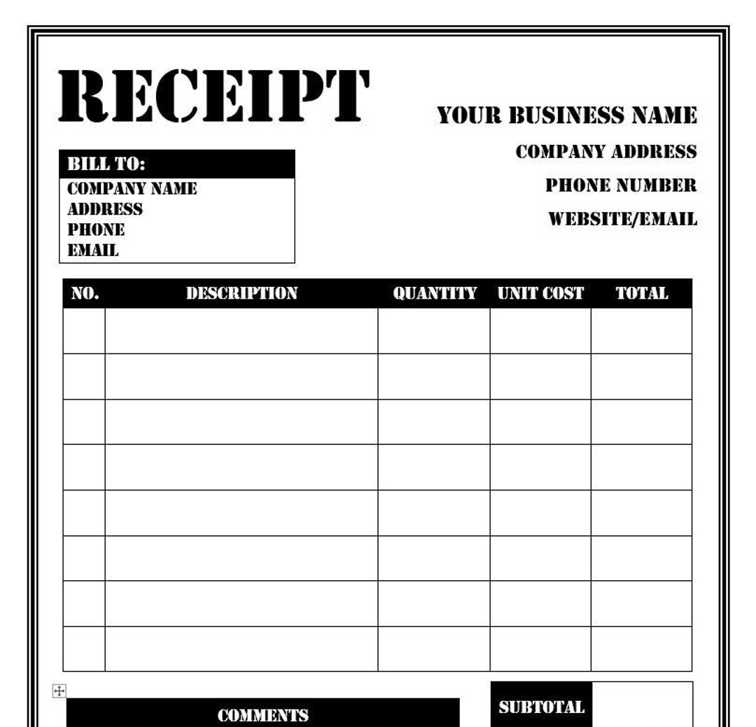 Free Editable Receipt Template Word Printable Forms Free Online