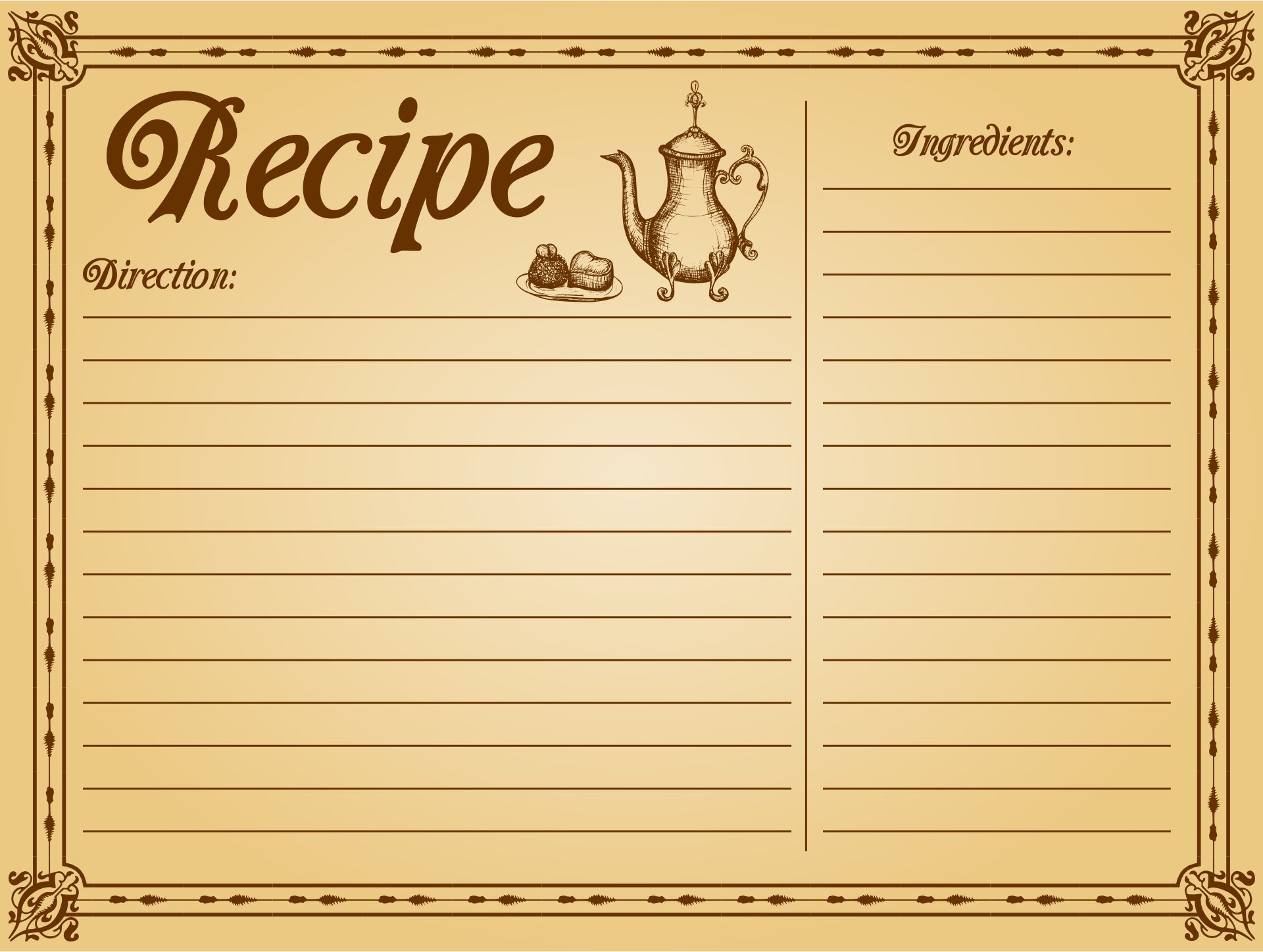 free fillable recipe templates