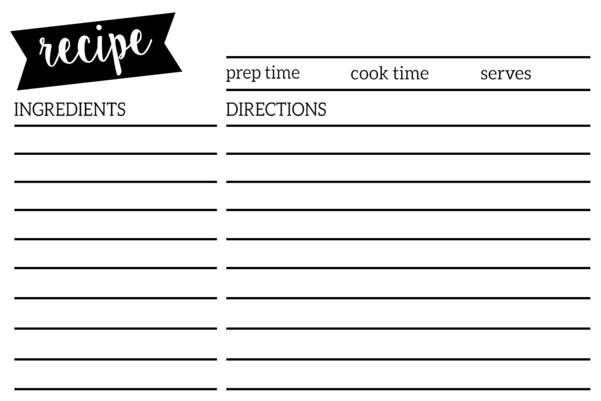 Free Fillable Recipe Page Template Dastelite