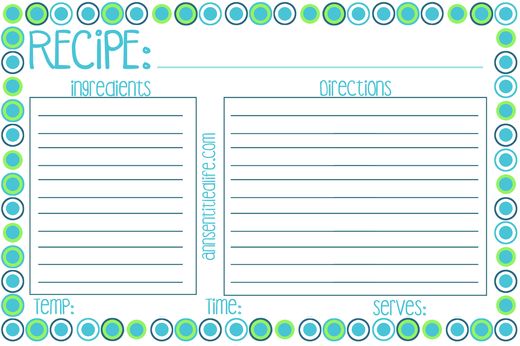 Free Fillable Recipe Template Nelogoto