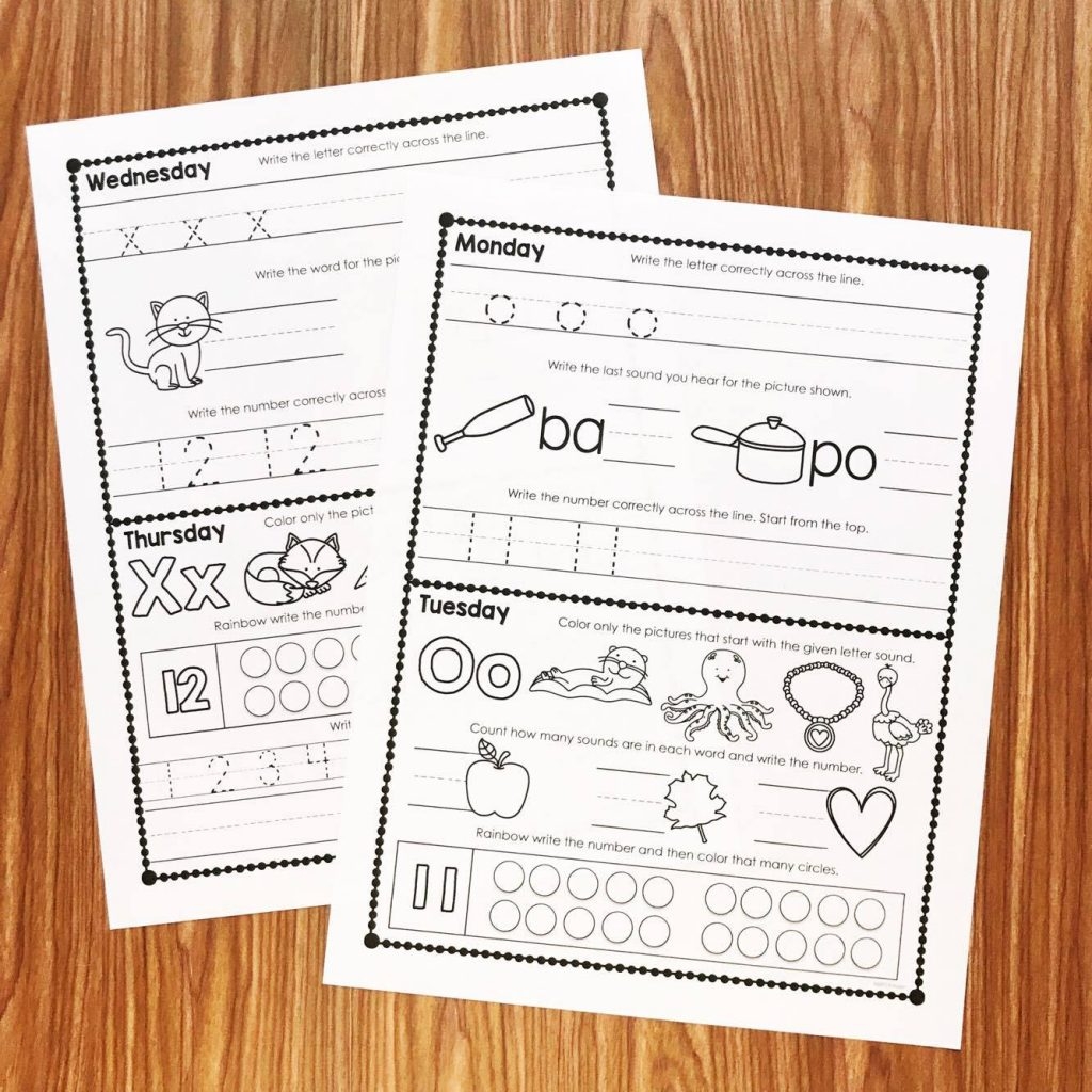 free homework packets for kindergarten