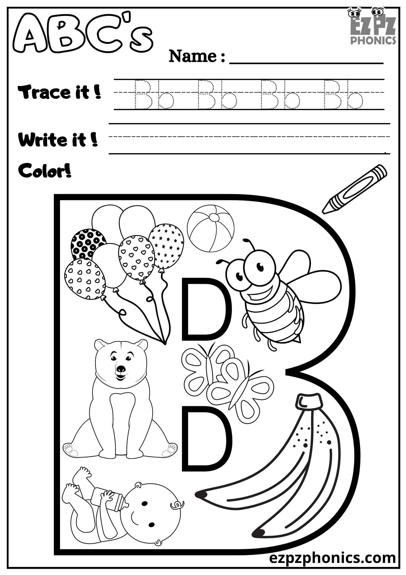 coloring letter b worksheets