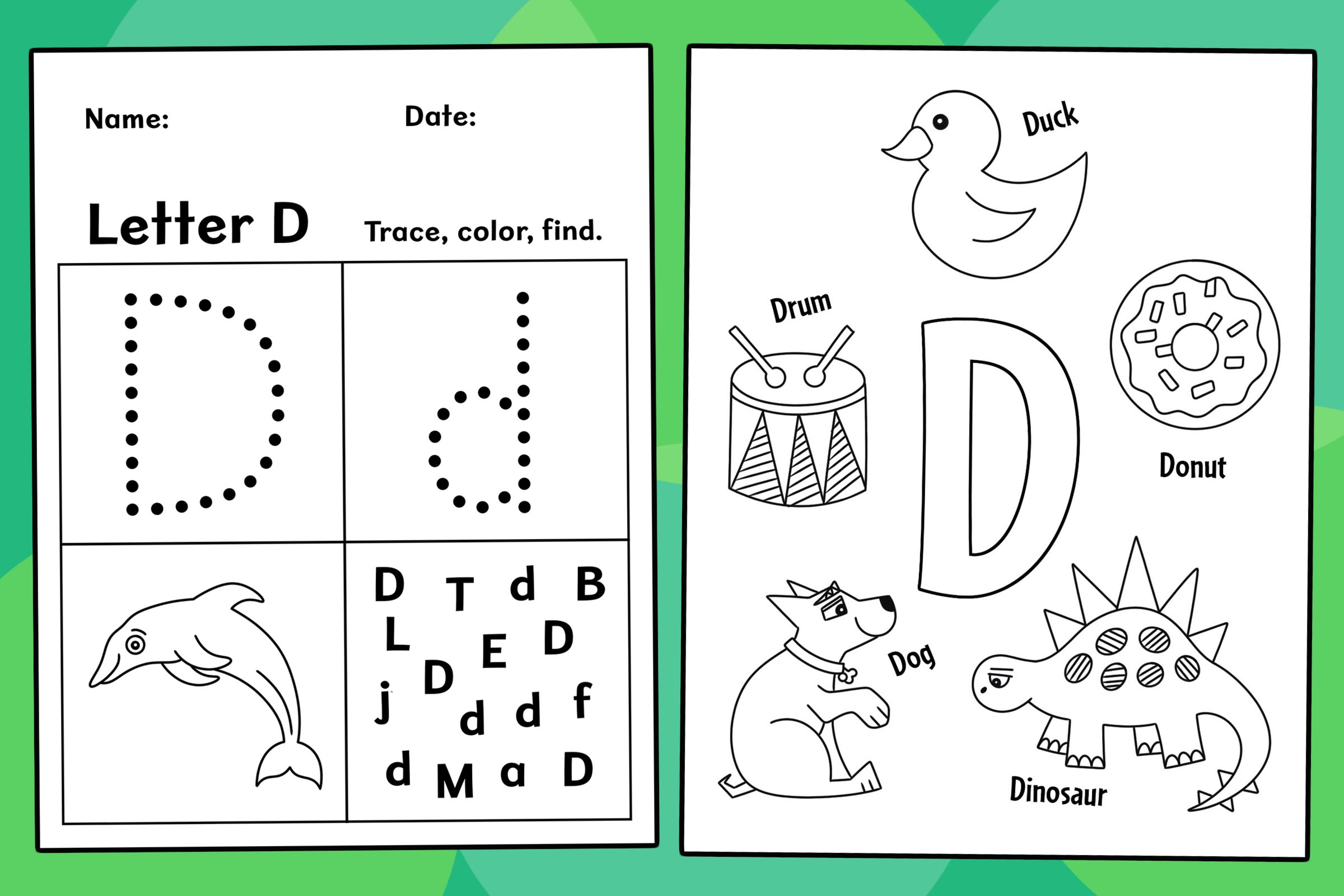 trace letter d for preschool