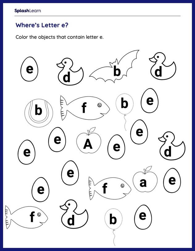 Free Letter E Phonics Worksheet For Preschool Beginning Sounds 