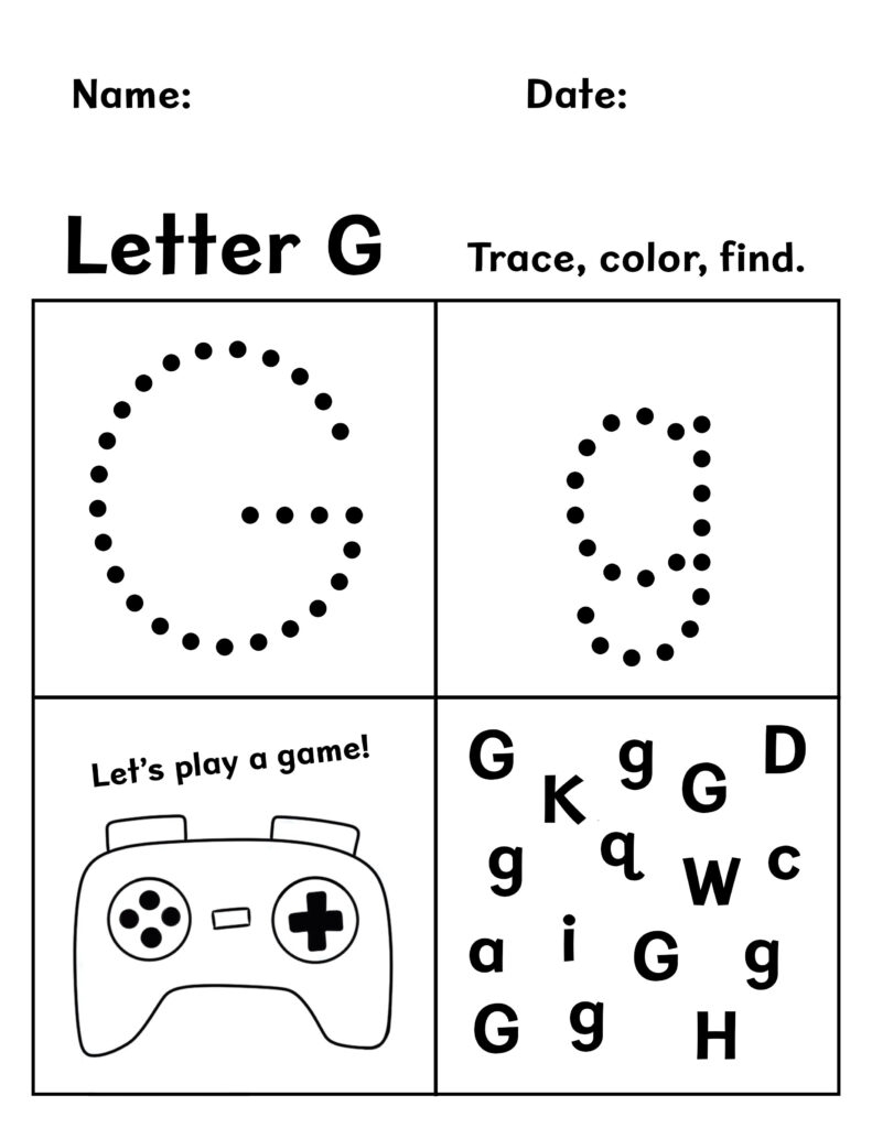 preschool letter g worksheets pdf