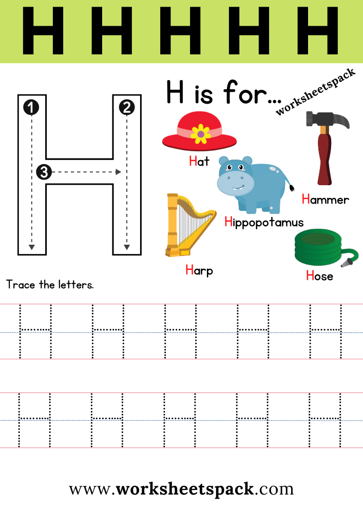 fun and easy letter h worksheets for kids