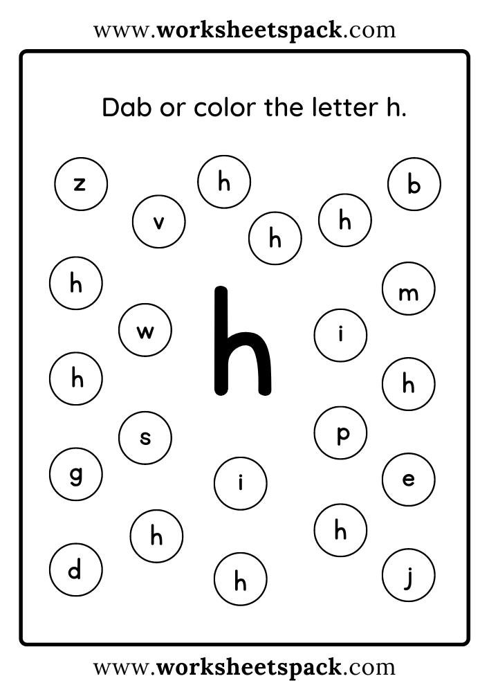 learning the letter h printable