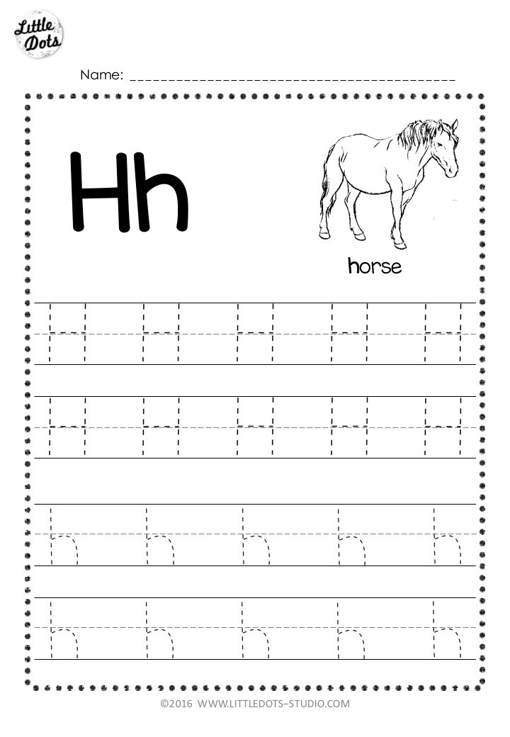 free letter h tracing worksheets