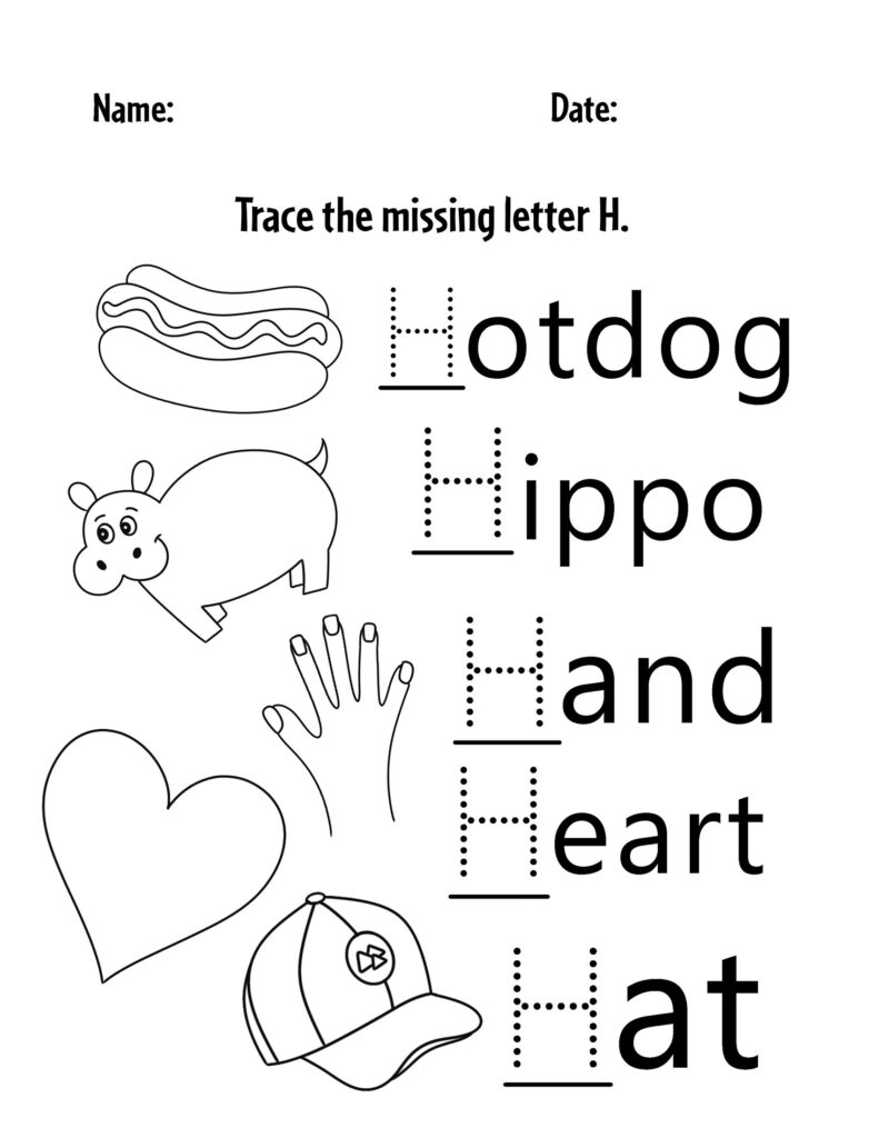 letter h worksheet for toddlers
