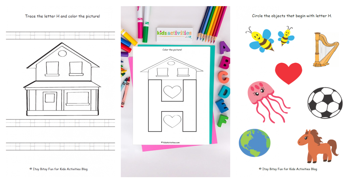 letter h worksheets for kids