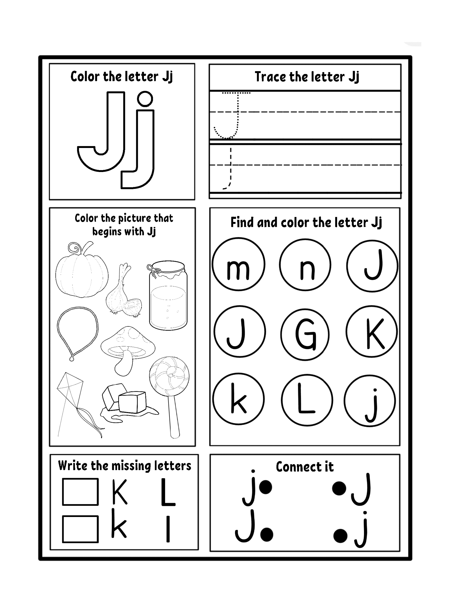 free letter j worksheet