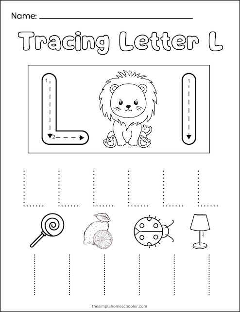 Free Letter L Tracing Worksheets Easy Print The Simple 