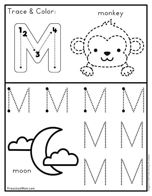 Free Letter M Alphabet Learning Worksheet For Preschool Worksheets