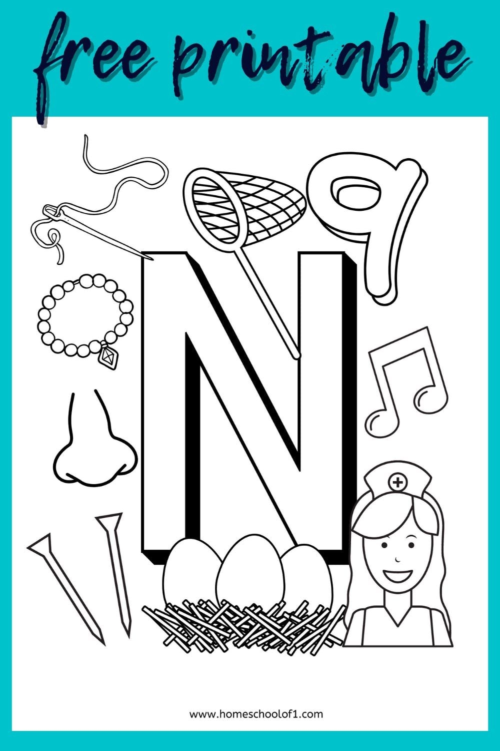 Free Letter N Coloring Page Perfect For Preschool Letter N Free