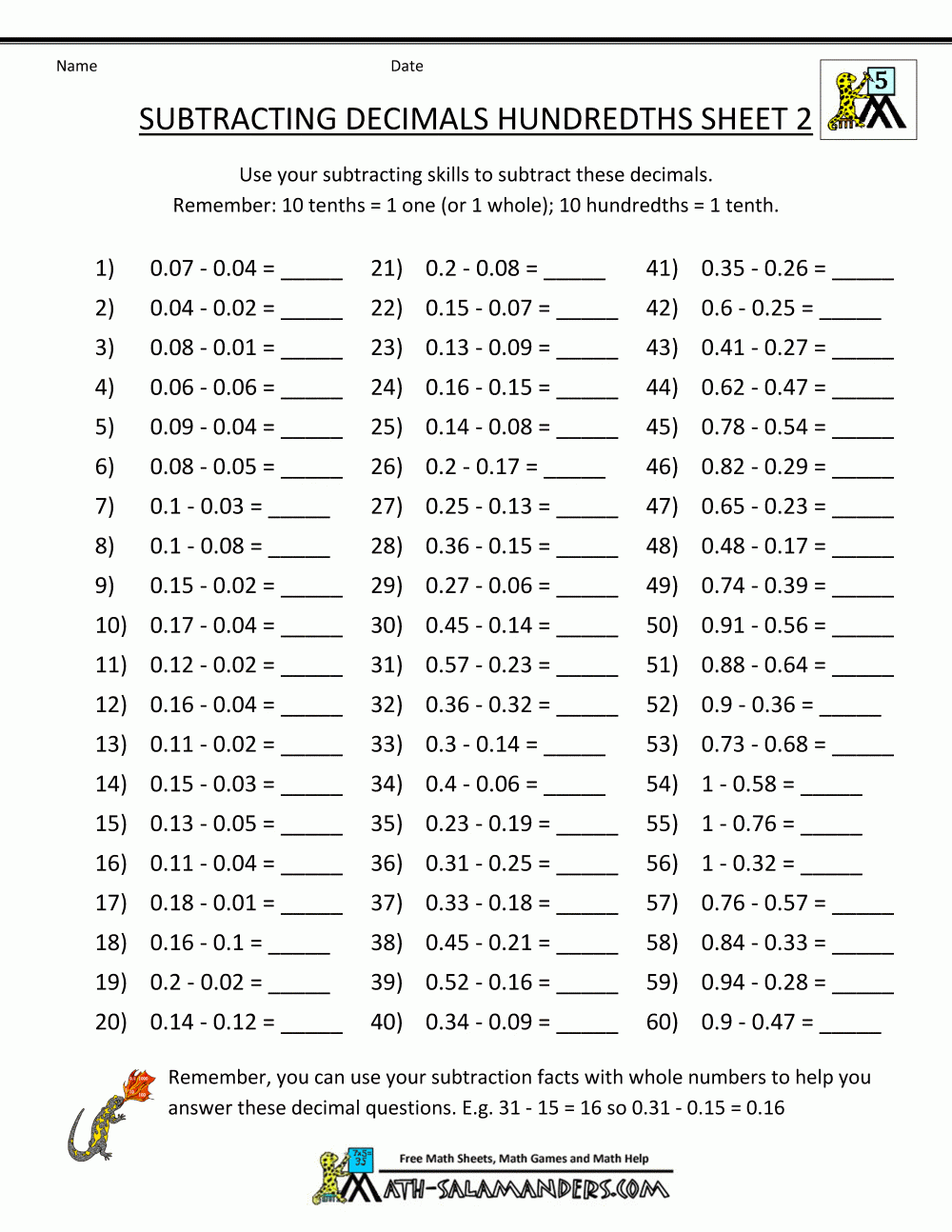 free math worksheets to print