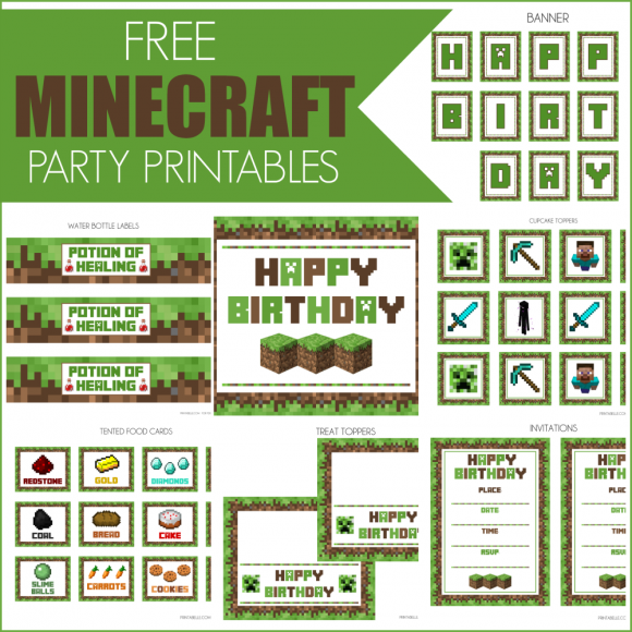 free printable minecraft party templates