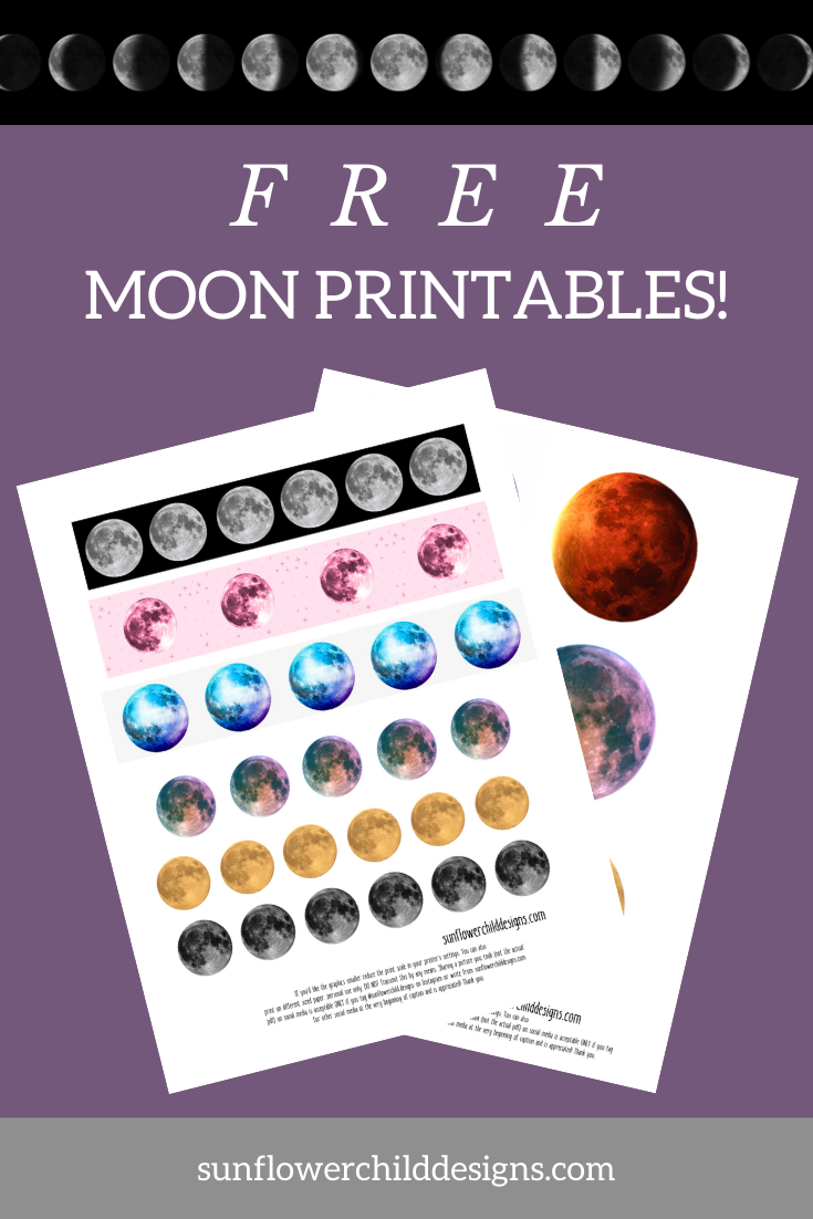 Free Moon Printable Stickers Sunflower Child Designs Worksheets 