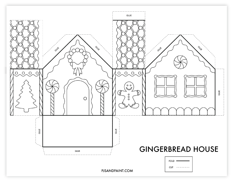 Free Printable 3D Gingerbread House Coloring Page Worksheets Library