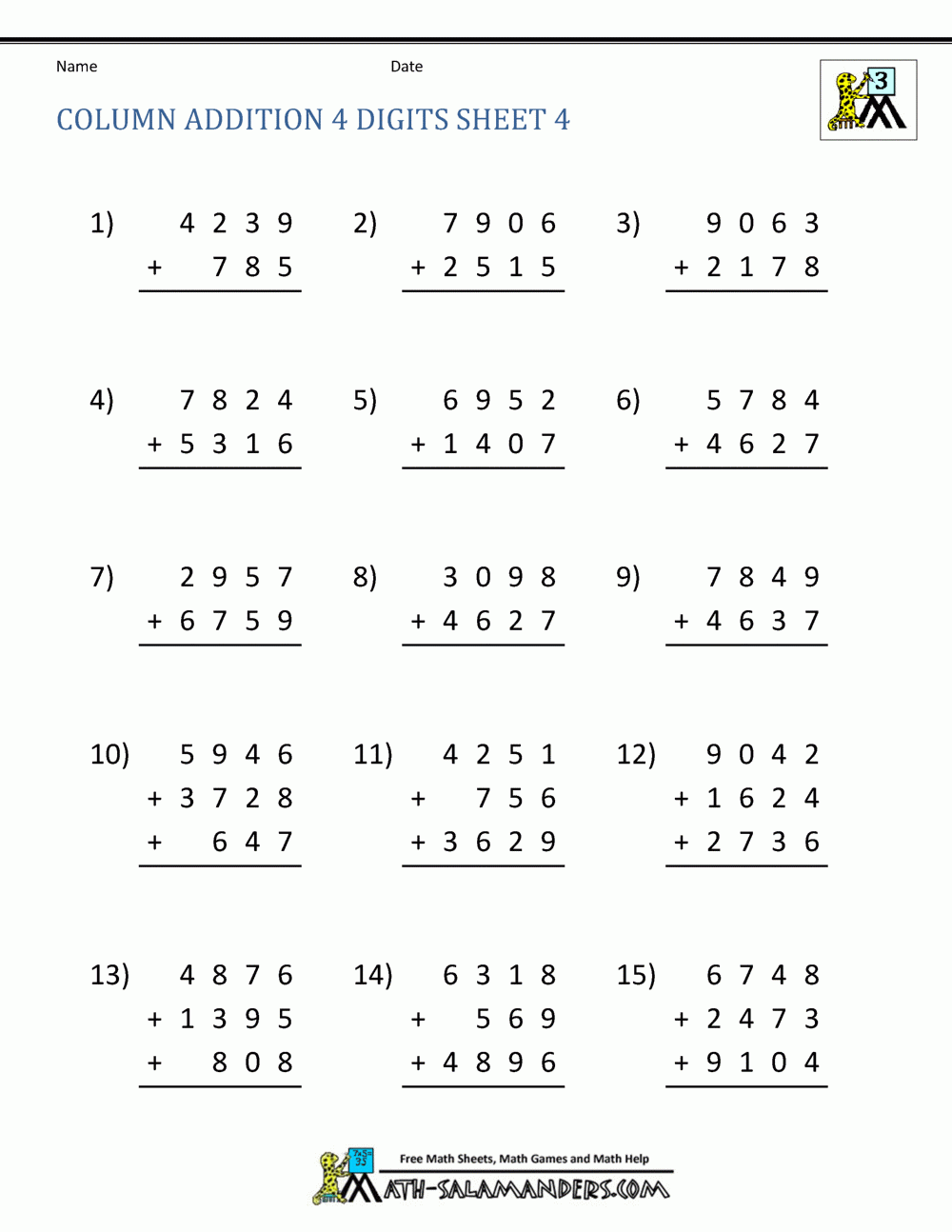 printable addition worksheets free