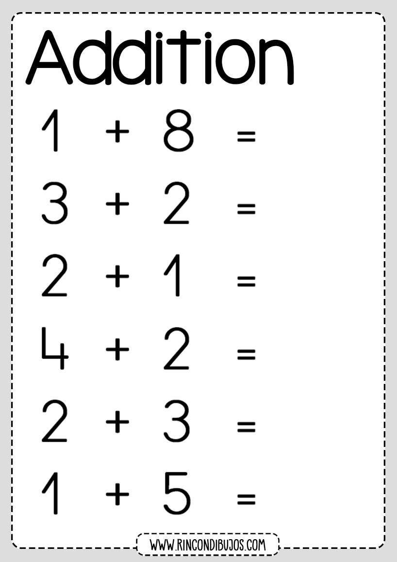 Free Printable Addition Worksheets Kindergarten