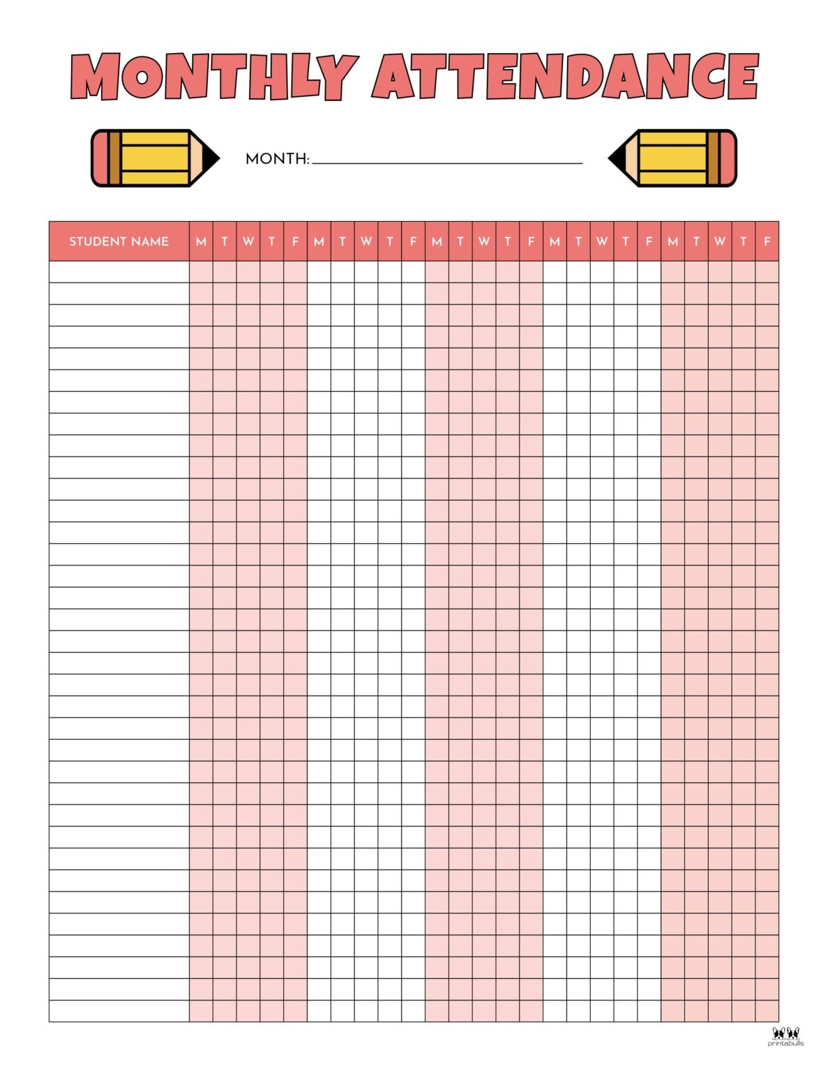 Free Printable Attendance Sheets For Teachers Vrogue co