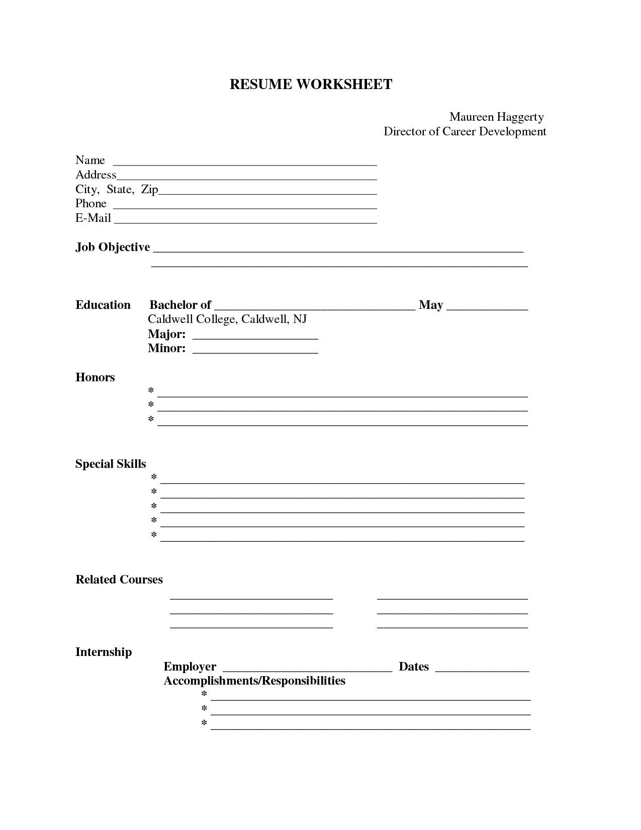 free blank printable resume template