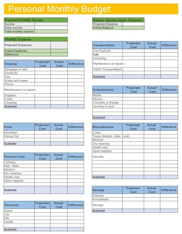 Free Printable Budget Worksheet Template Download Free Printable 