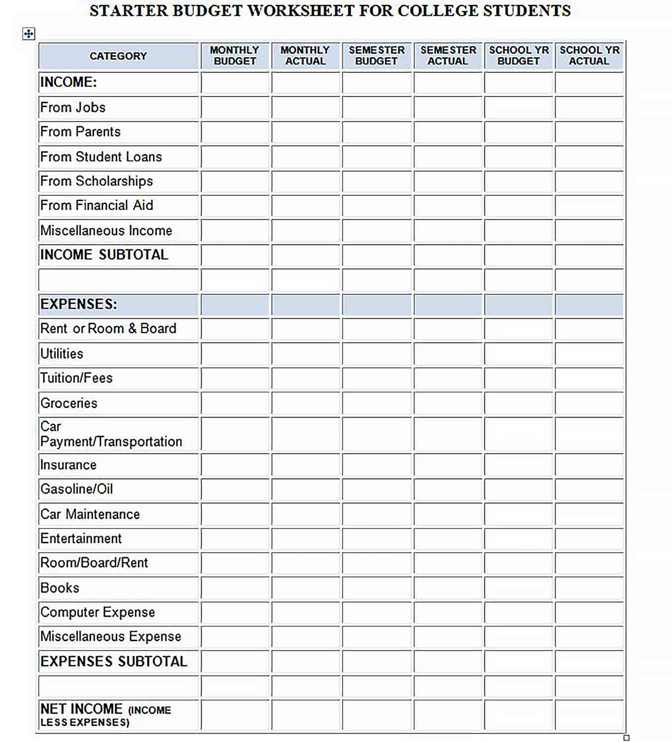 FREE Printable Budget Worksheets 2023 Budgeting Worksheets