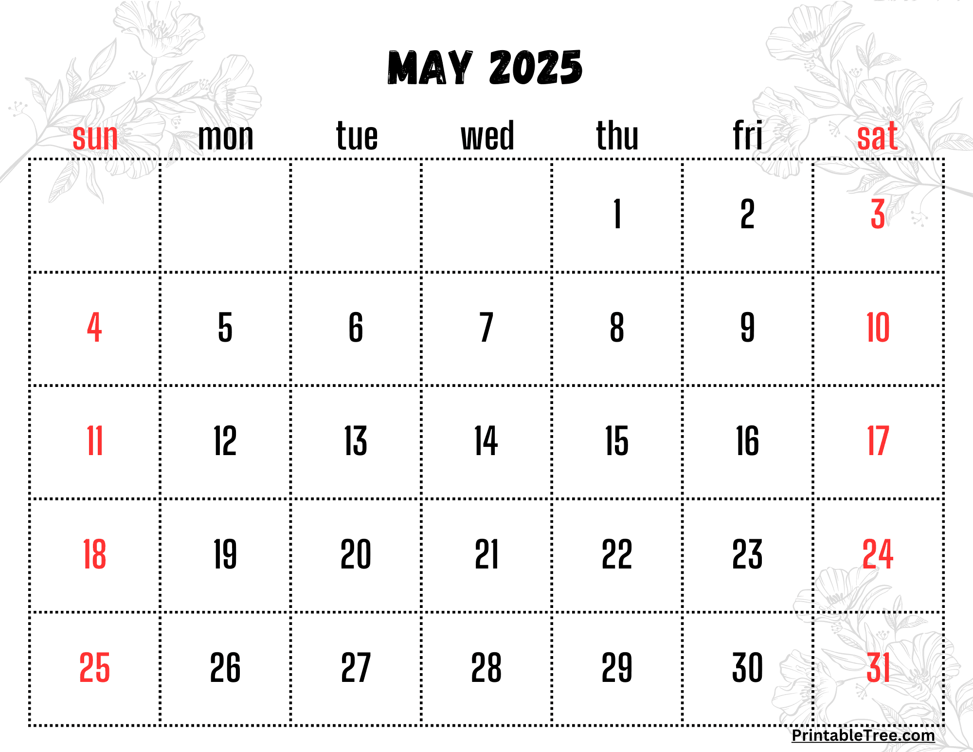 Free Printable Calendar 2025 May Brandon C Manigault