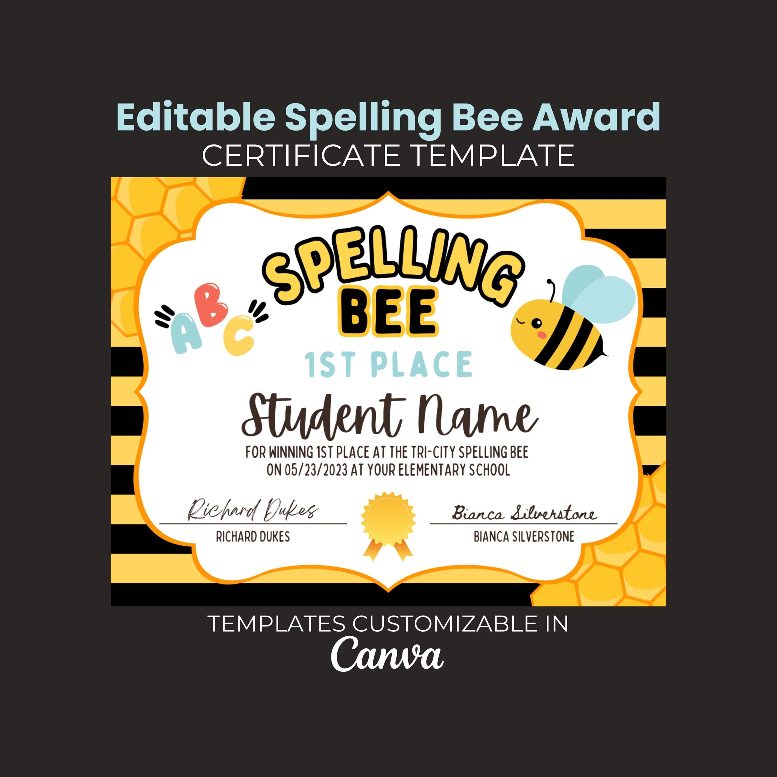 Free Printable Certificates Spelling Bee Download Free Printable