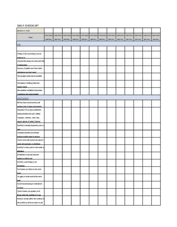 Free Printable Checklist Template