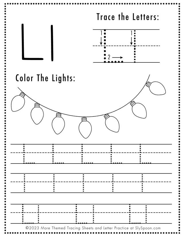 Free Printable Christmas Themed Letter L Worksheets And Coloring Pages