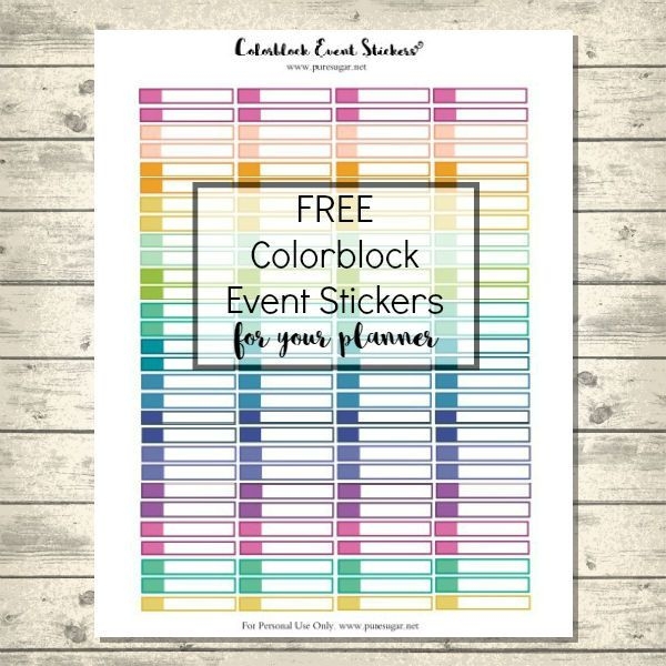 Free Printable Colorblock Event Stickers For EC Hourly Pure Sugar
